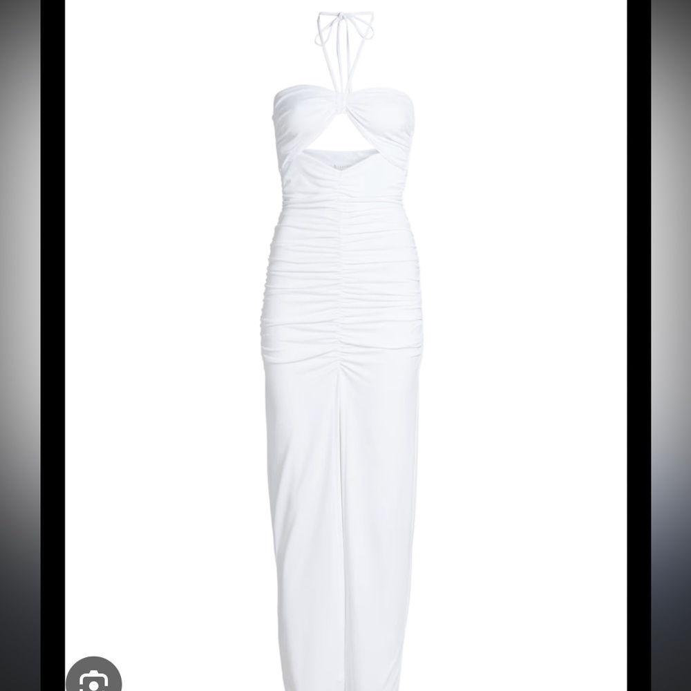 susana monaco  Halterneck Ruched Maxi Dress
